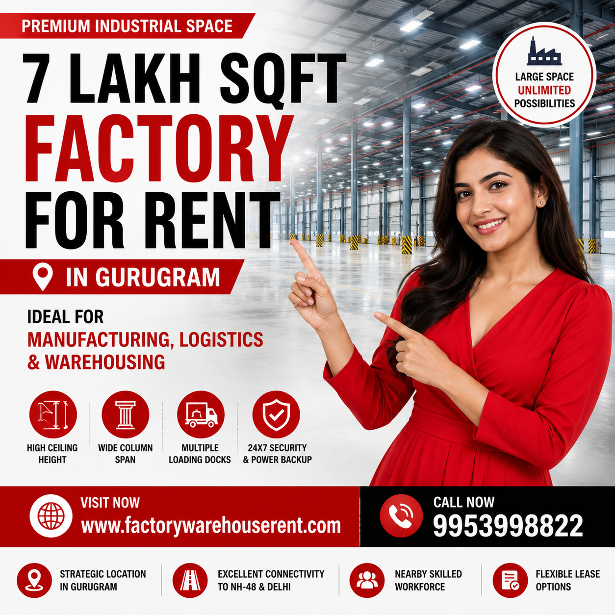7lakhSqft Factory Rent Gurugram
