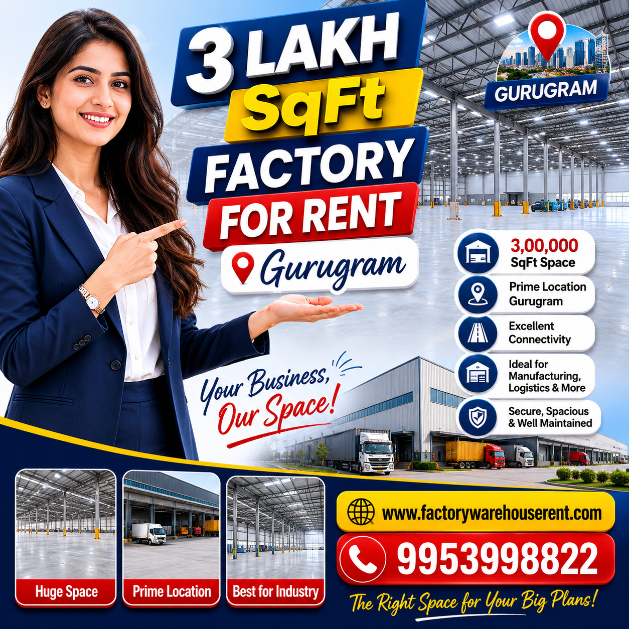 3lakhSqFt factory Rent Gurugram