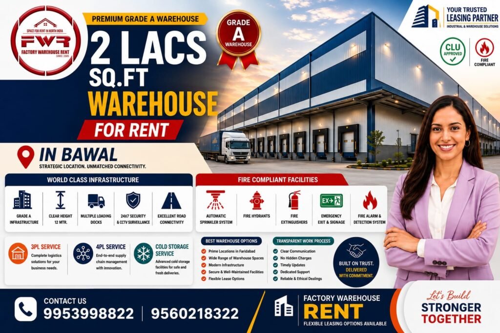 Warehouse in Bawal Warehouse space in Bawal Large warehouse in Bawal Industrial warehouse Bawal Warehouse lease Bawal