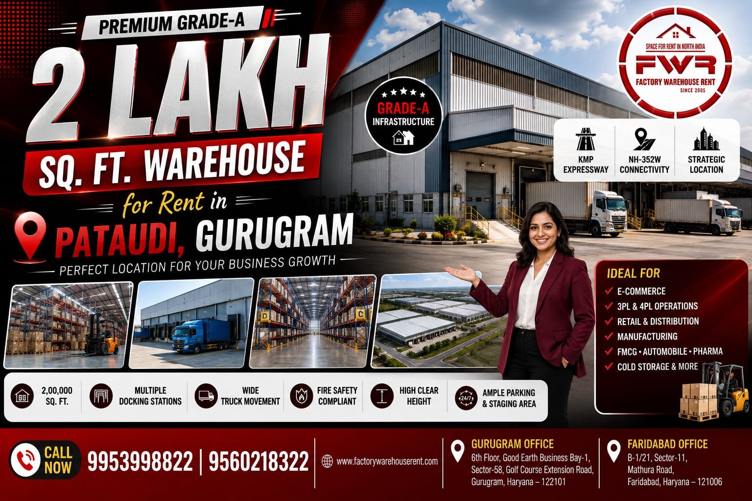 2 Lakh Sq Ft Warehouse for Rent in Pataudi