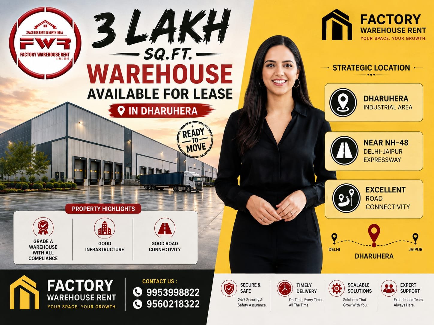 3 Lakh Sq Ft Warehouse for Rent in Dharuhera