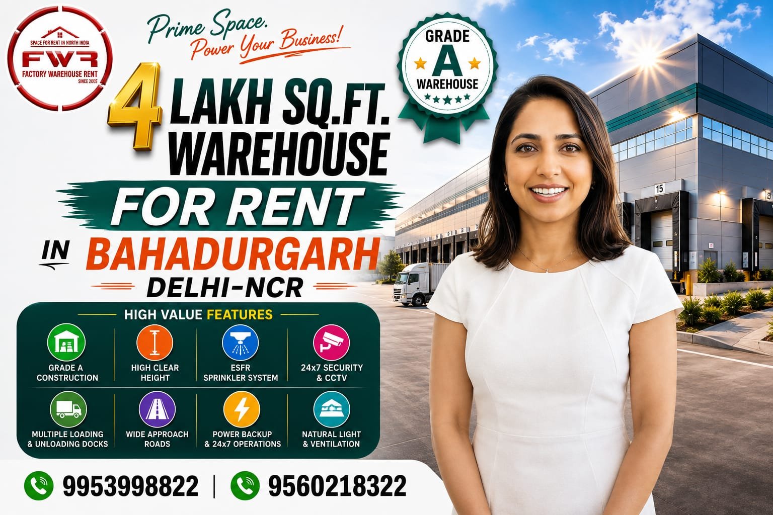 4 lakh sq ft warehouse for rent in Bahadurgarh