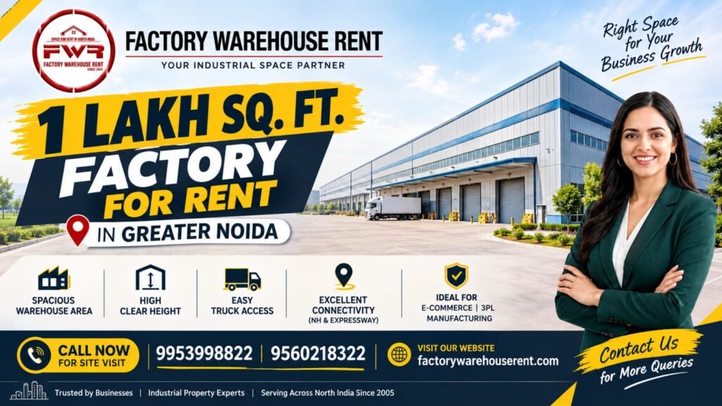Factory for Rent in Greater Noida with 1 Lakh Sq. Ft. Space