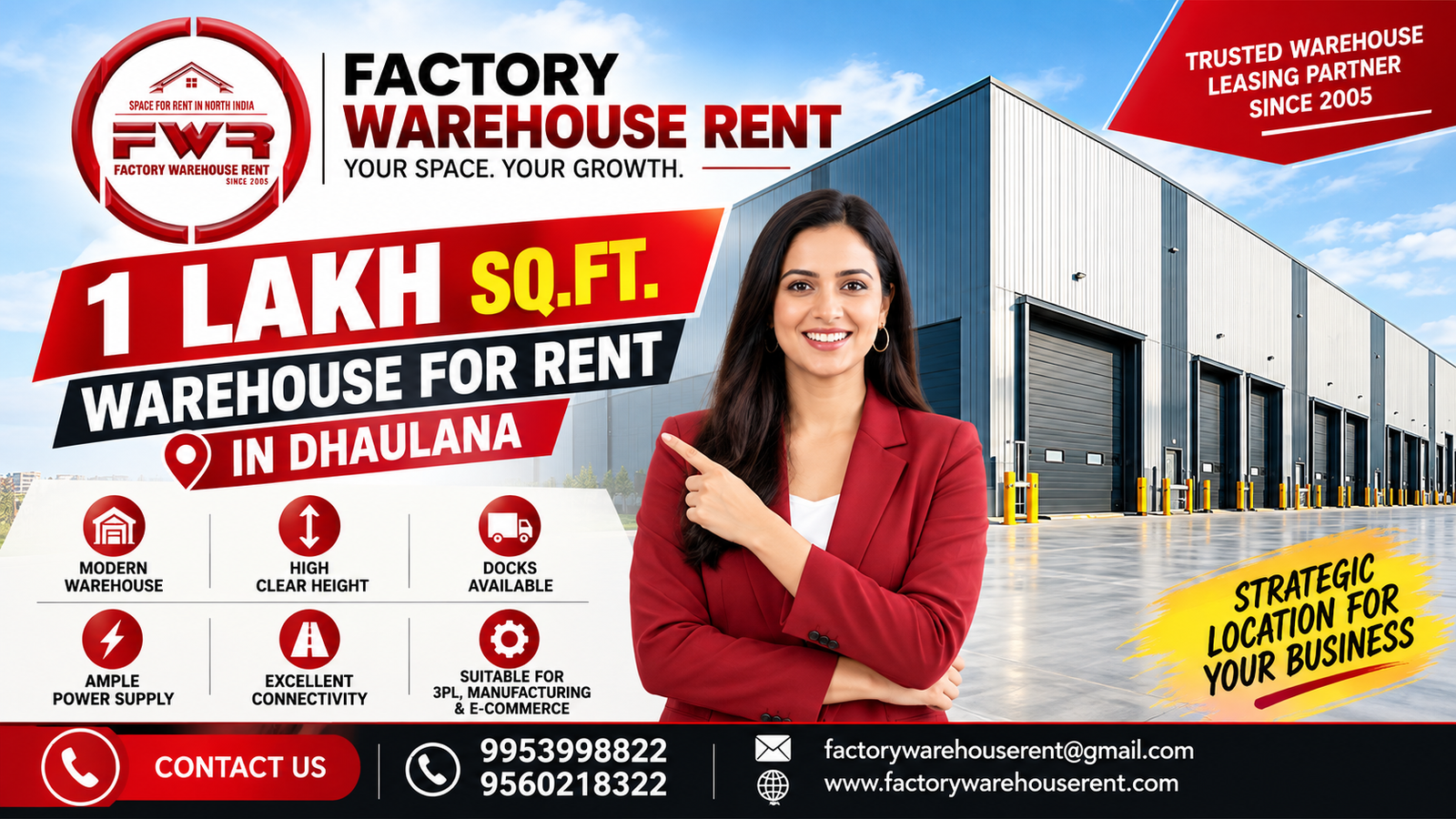 Warehouse for Rent in Dhaulana – 1 Lakh Sq Ft Industrial Warehouse
